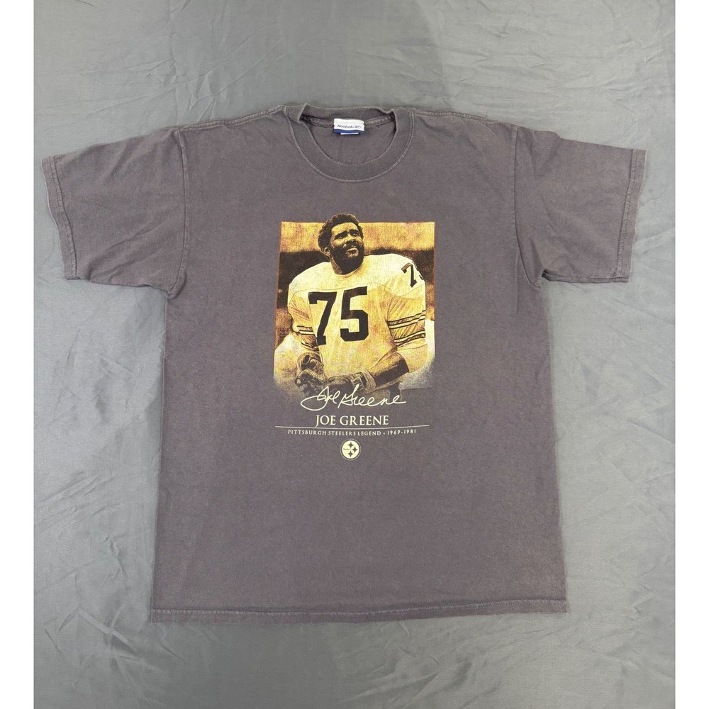 Reebok Mens Pittsburgh Steelers Joe Greene 75 Legend Graphic T-Shirt Gray Medium